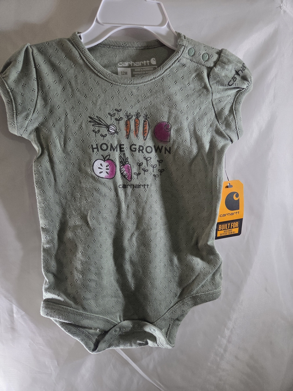 Carhartt Sage Green "Home Grown" Short-Sleeve Bodysuit